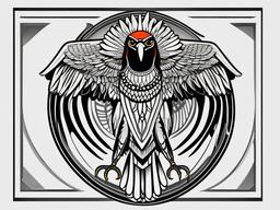 horus falcon tattoo  simple color tattoo,minimal,white background