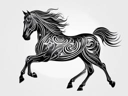 metal horse tattoo  simple tattoo,minimalist,white background