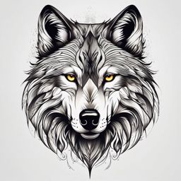 Tattoo for Wolf,enigmatic and alluring portrayal of a wolf, canvas for expressing one's wild spirit. , color tattoo design, white clean background