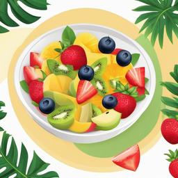 Breakfast clipart - Fruit salad in a bowl.  vector style illustration, white background