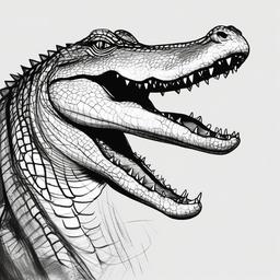 sketch of crocodile  minimal rough sketch scribbles,doodles,black and white