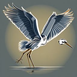 Heron clipart - Wading bird with long legs and wings in flight, ,color clipart vector style