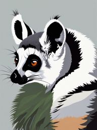 Ring-Tailed Lemur Clip Art - A ring-tailed lemur in Madagascar,  color vector clipart, minimal style