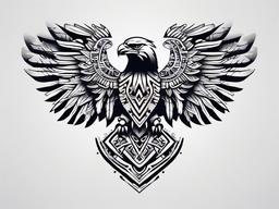 Aztec Eagle Tattoo - Aztec-style eagle  minimal tattoo design, white background