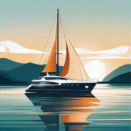 Yacht Clipart - A luxury yacht sailing on calm waters.  color vector clipart, minimal style