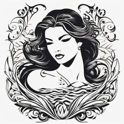 Siren Tattoo Designs - Explore creative and artistic designs for tattoos featuring the allure of sirens.  simple vector color tattoo,minimal,white background