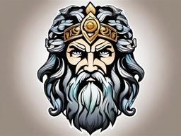 Zeus God Tattoo-Powerful and symbolic tattoo featuring Zeus, the king of the gods in Greek mythology.  simple color vector tattoo