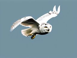 Snowy owl in flight sticker- Silent and graceful, , sticker vector art, minimalist design