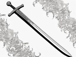 drawing of a sword with jewels  minimal rough sketch scribbles,doodles,black and white