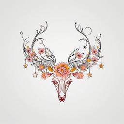 floral aries constellation tattoo  simple vector color tattoo