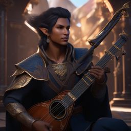 Vaelin Swiftstrike, a charismatic half-elf bard with a silver tongue detailed matte painting, deep color, fantastical, intricate detail, splash screen, complementary colors, fantasy concept art, 8k resolution trending on artstation unreal engine 5