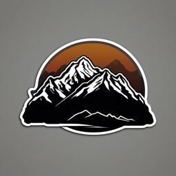 Mountain Silhouette Sticker - Rugged mountain silhouette, ,vector color sticker art,minimal