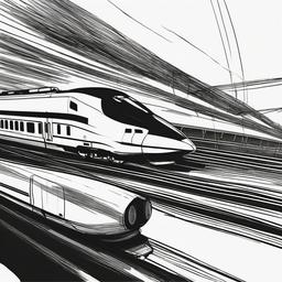 drawing of bullet train  minimal rough scribbles,doodles,black and white