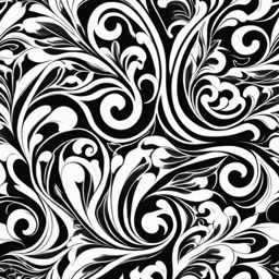 Clover with swirls of luck tattoo: Dynamic patterns symbolizing positive energy.  black white tattoo, white background