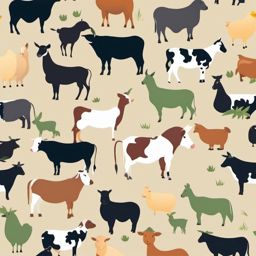 Farm Animal Connection clipart - Farm animals forming a connection, ,vector color clipart,minimal