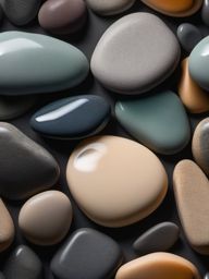 Smooth garden stones with a polished surface and soothing colors top view, product photoshoot realistic background, hyper detail, high resolution