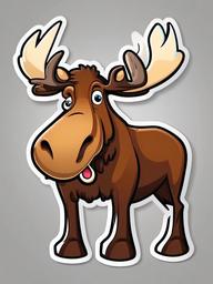 Moose cartoon - massive animal with antlers  cartoon sticker style