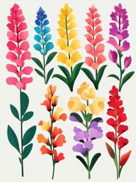 Snapdragon Clip Art - Colorful snapdragons in various shades,  color vector clipart, minimal style