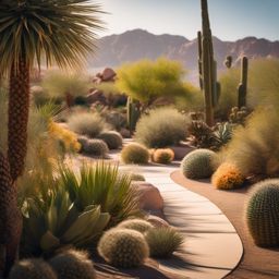 Desert Oasis Garden - Create an oasis in the desert with desert oasis garden landscaping. realistic, professional photography, bokeh, natural lighting, canon lens, shot on dslr 64 megapixels sharp focus