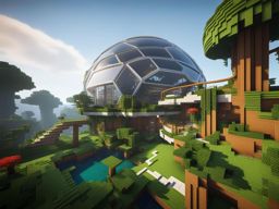 sci-fi biodome with exotic plants and futuristic tech - minecraft house design ideas 