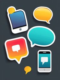 Mobile Phone and Speech Bubble Emoji Sticker - Digital conversation, , sticker vector art, minimalist design