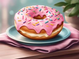 donut clipart - a delectable donut, frosted with sweet indulgence, sitting on a cozy cafe table 