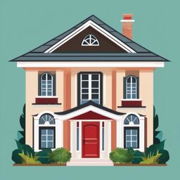 House Clipart - House symbolizing home and real estate,  color vector clipart, minimal style