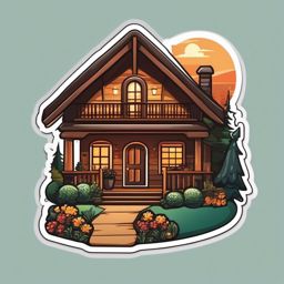 Cozy Cottage sticker- Quaint Countryside Home, , color sticker vector art