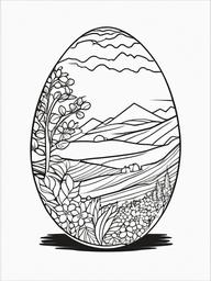 Easter Egg Coloring Pages - Egg decorated like a tiny landscape  simple coloring pages