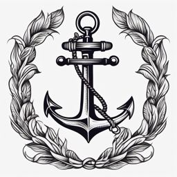 Anchor Tattoo - A classic anchor tattoo on a sailor's forearm  few color tattoo design, simple line art, design clean white background