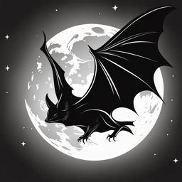 bat clipart black and white - soaring in the moonlight. 