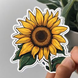 Sunflower Sticker - Bask in the sunny and uplifting presence of a cheerful sunflower sticker, , sticker vector art, minimalist design