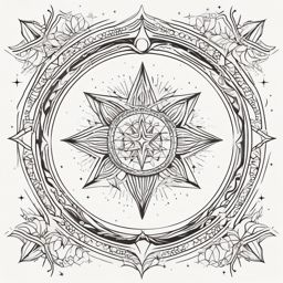 Star Tattoo - A celestial star tattoo shining brightly  few color tattoo design, simple line art, design clean white background