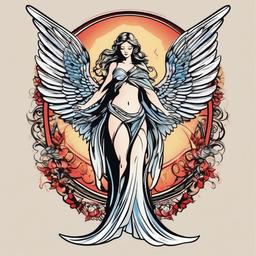 angel tattoo  simple vector color tattoo