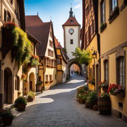 rothenburg's medieval charm - capture the medieval charm of rothenburg ob der tauber in your art, showcasing cobblestone streets and timber-framed houses. 