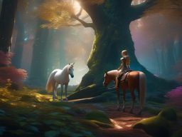 Unicorn Fawn with a Radiant Cleric in a Sacred Grove detailed matte painting, deep color, fantastical, intricate detail, splash screen, complementary colors, fantasy concept art, 8k resolution trending on artstation unreal engine 5