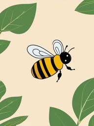 Leafcutter Bee Clip Art - A leafcutter bee carrying a leaf piece,  color vector clipart, minimal style