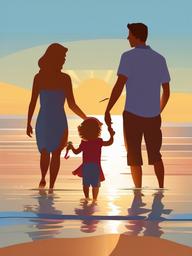 Family clipart - family enjoying a day at the beach  