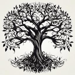 gothic tree tattoo  simple vector color tattoo