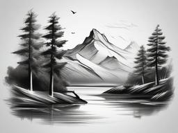 pencil sketch of nature beauty  minimal rough sketch scribbles,doodles,black and white