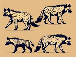 Hyena Pack Clip Art - Pack of hyenas on the prowl,  color vector clipart, minimal style