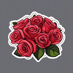 Rose Bouquet and Love Letter Emoji Sticker - Romantic expression, , sticker vector art, minimalist design