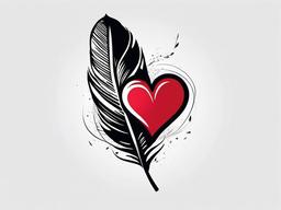 Feather and Heart Tattoo - Combination of a feather and heart.  simple vector tattoo,minimalist,white background