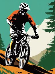 Mountain Biker's Rush clipart - Rushing down a mountain trail, ,vector color clipart,minimal