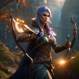 Sylvara Windrunner, an agile elven rogue skilled in archery detailed matte painting, deep color, fantastical, intricate detail, splash screen, complementary colors, fantasy concept art, 8k resolution trending on artstation unreal engine 5
