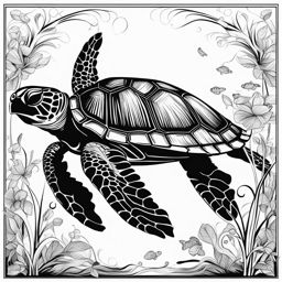 turtle clipart black and white 