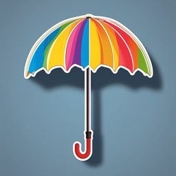 Rainbow Umbrella Sticker - Umbrella with rainbow, ,vector color sticker art,minimal