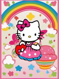 Hello Kitty clipart - Hello Kitty with a rainbow  clipart