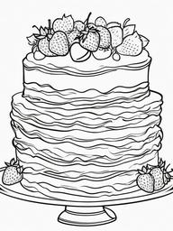 Cake Coloring Pages - Strawberry shortcake with fresh strawberries  simple coloring pages