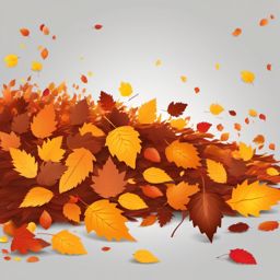 Autumn Leaves clipart - Vibrant fallen leaves on the ground, ,vector color clipart,minimal